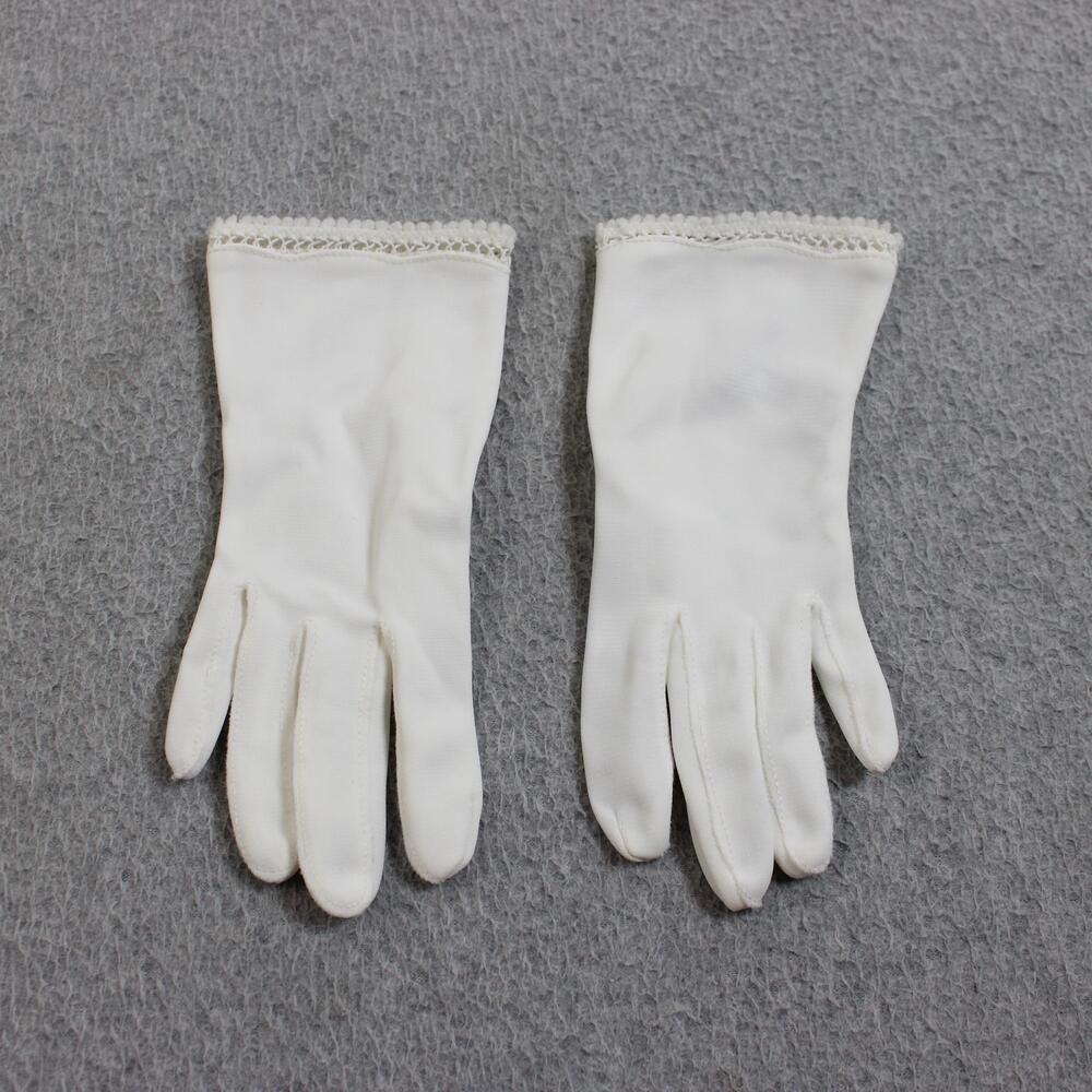 Vintage Gloves Women One Size White Lace Embroidered Wrist Formal Lot Cosplay - Picture 7 of 12